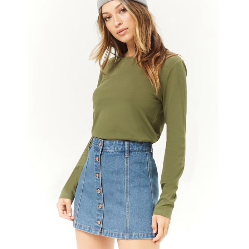 Forever21 Button front denim skirt